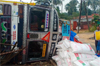 Kundapur: Lorry rams into divider; overturns on service road